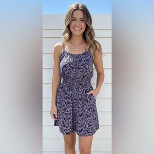 Broadway & Broome Navy Blue & Pink Abstract Fan Print Muni Dress Size 2